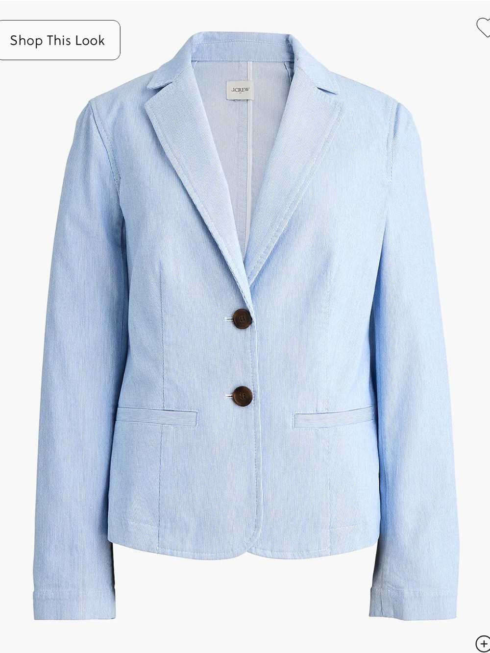 J. Crew Factory Light Blue Two-Button Linen-Blend Blazer
